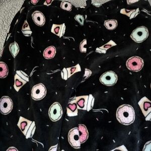 Women's Donut Print Pajama Pants - Black and Pink